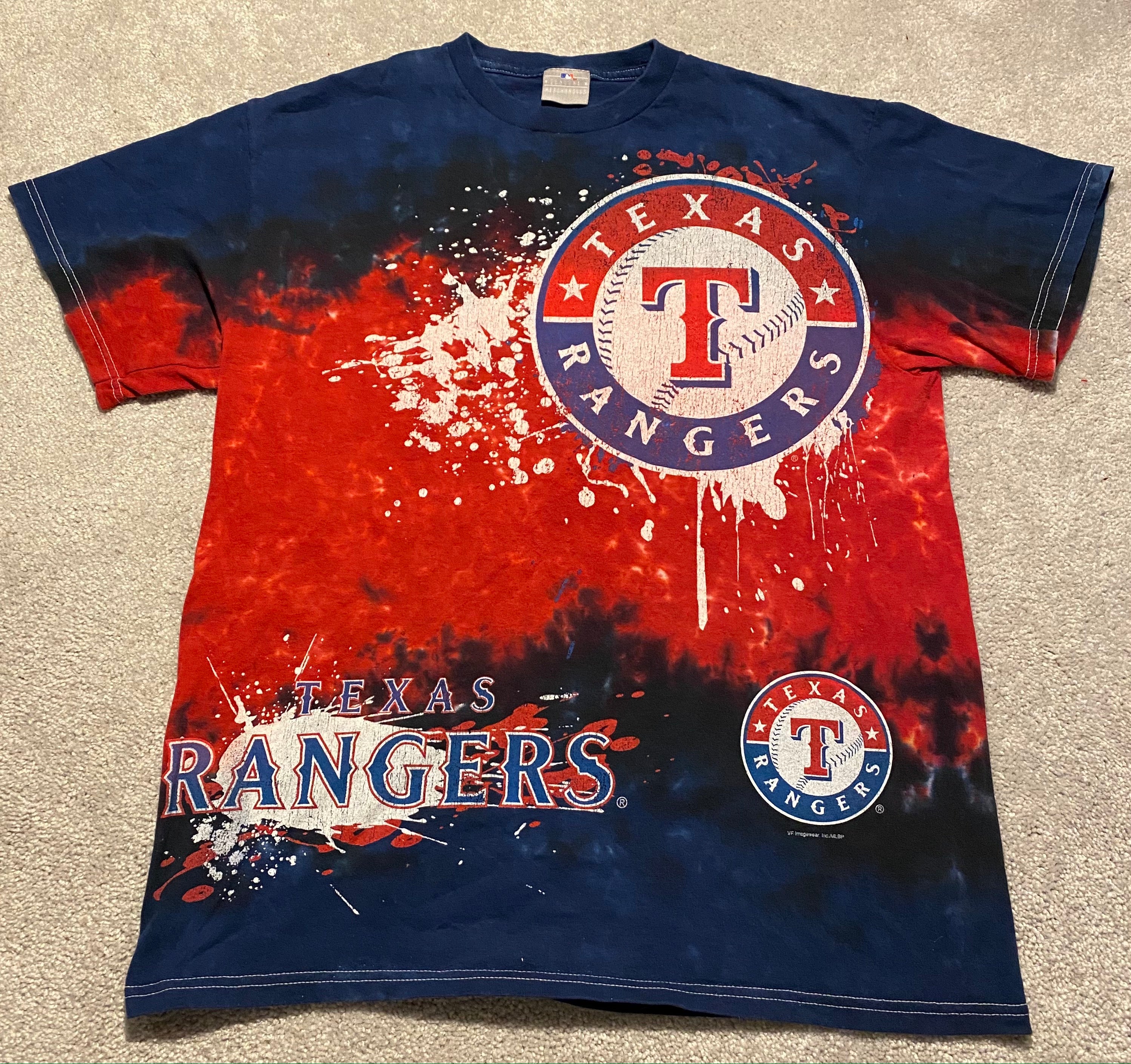 Texas Rangers Tie Dye Splatter Print Logo T-Shirt Size L –  Vintage-Streetwear-Archive